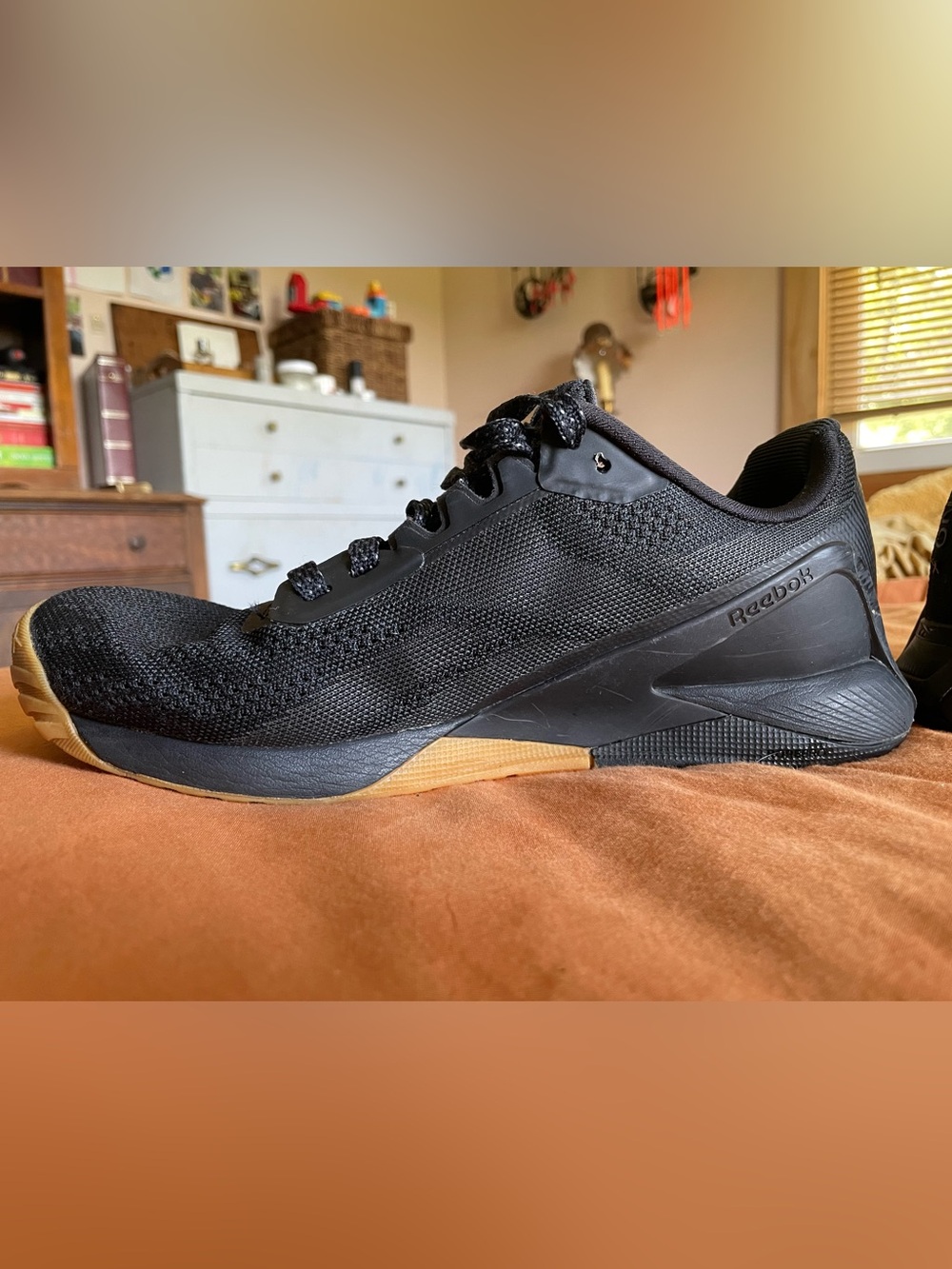 Reebok Men’s Nano X1 Cross Trainer Black Sneakers with Gum Accent - Picture 3 of 9
